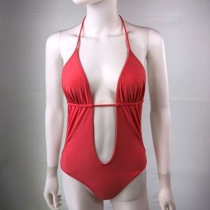 Belusso Small Halter Neckline One Piece Swimsuit, Pink